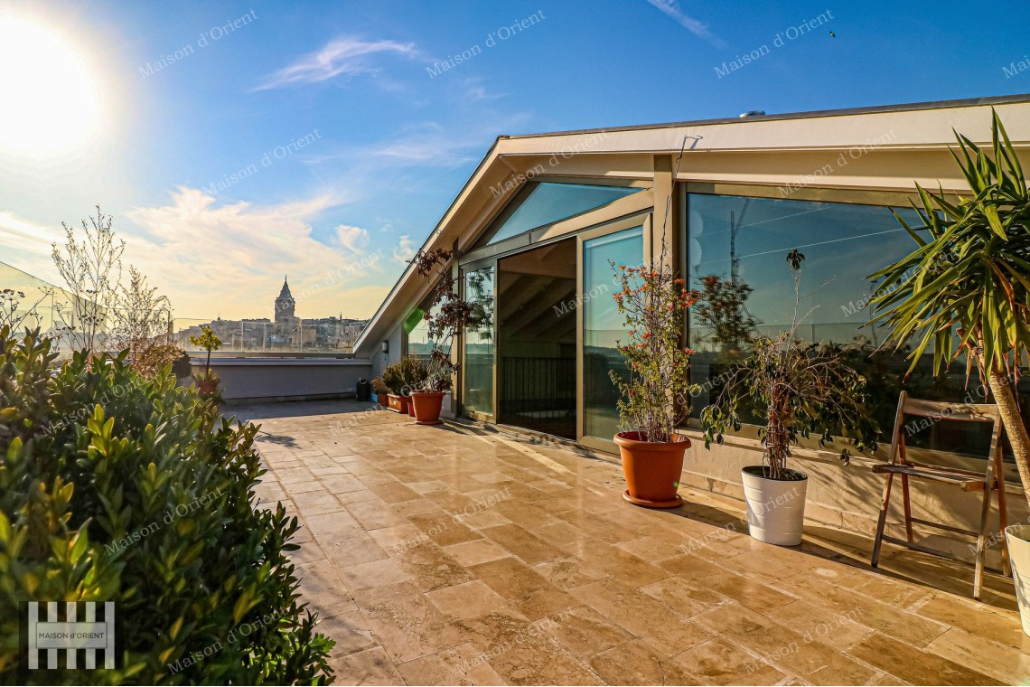 5+1 Rental Flat with Terrace and Panoramic View in Cihangir