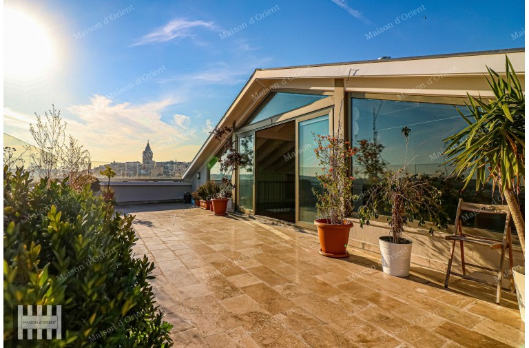 5+1 Rental Flat with Terrace and Panoramic View in Cihangir