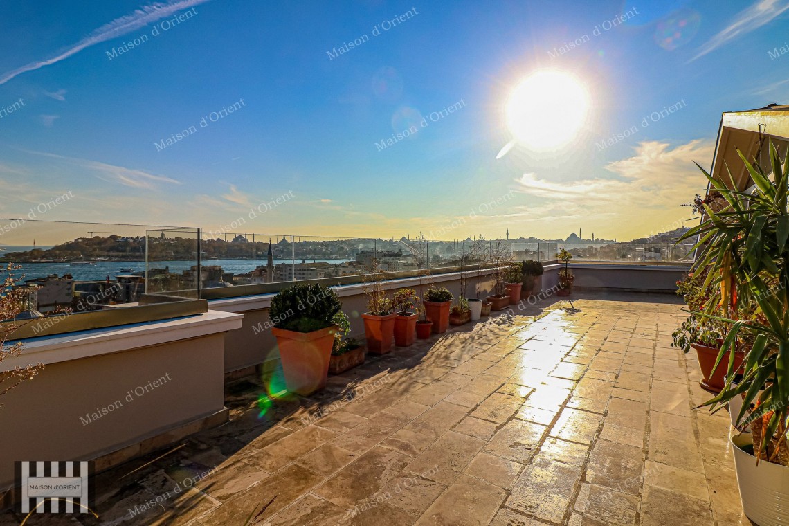 5+1 Rental Flat with Terrace and Panoramic View in Cihangir