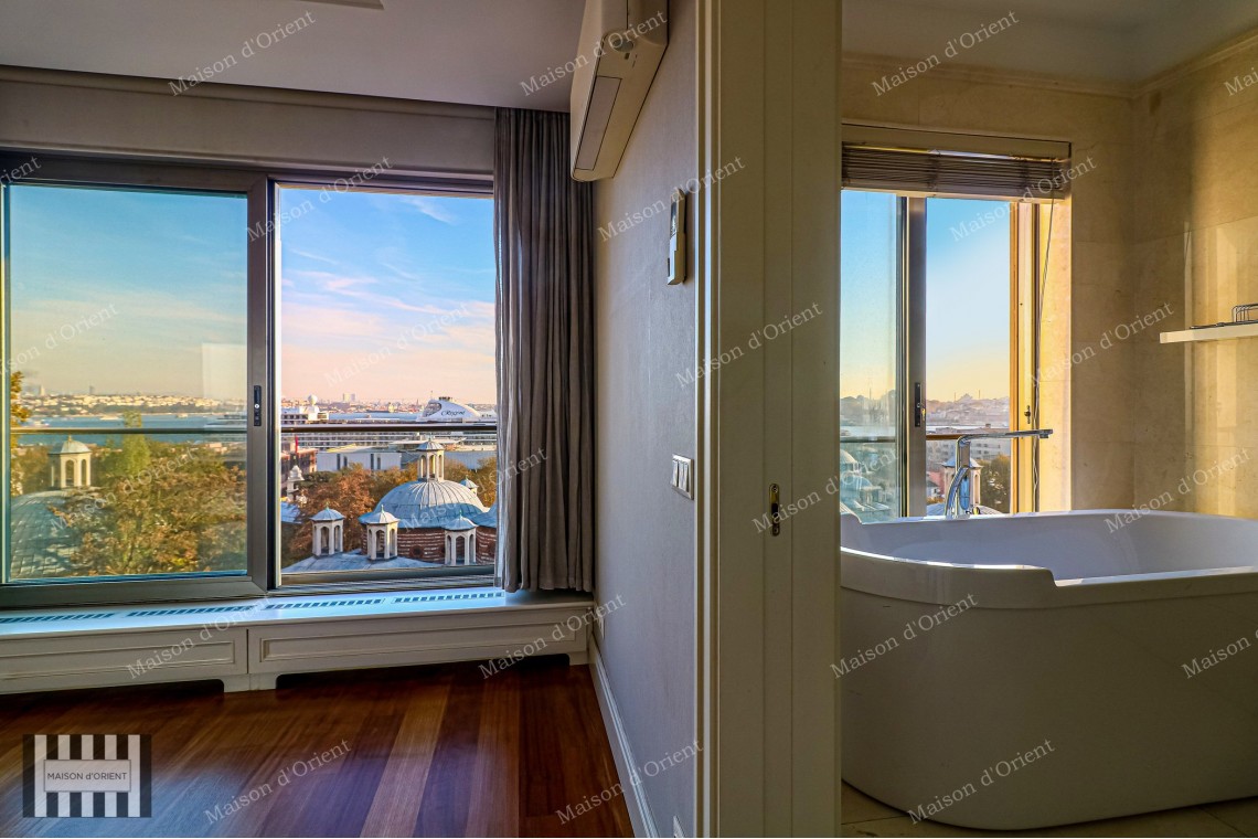 5+1 Rental Flat with Terrace and Panoramic View in Cihangir