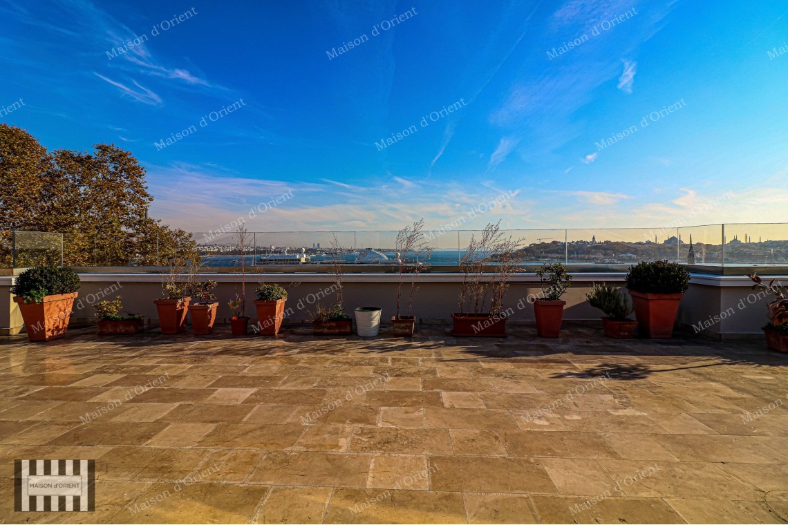 5+1 Rental Flat with Terrace and Panoramic View in Cihangir