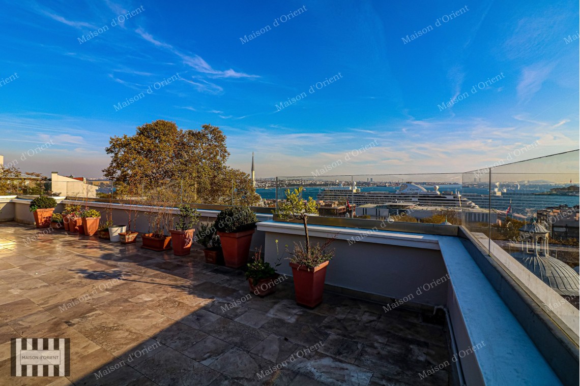5+1 Rental Flat with Terrace and Panoramic View in Cihangir
