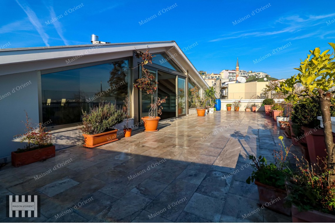 5+1 Rental Flat with Terrace and Panoramic View in Cihangir
