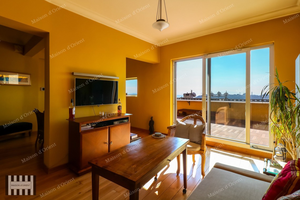 1+1 Flat with View and Private Terrace for Sale in Cihangir