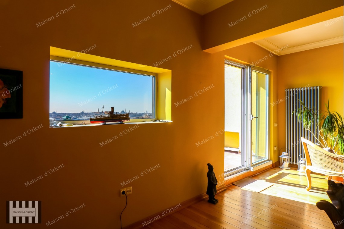 1+1 Flat with View and Private Terrace for Sale in Cihangir