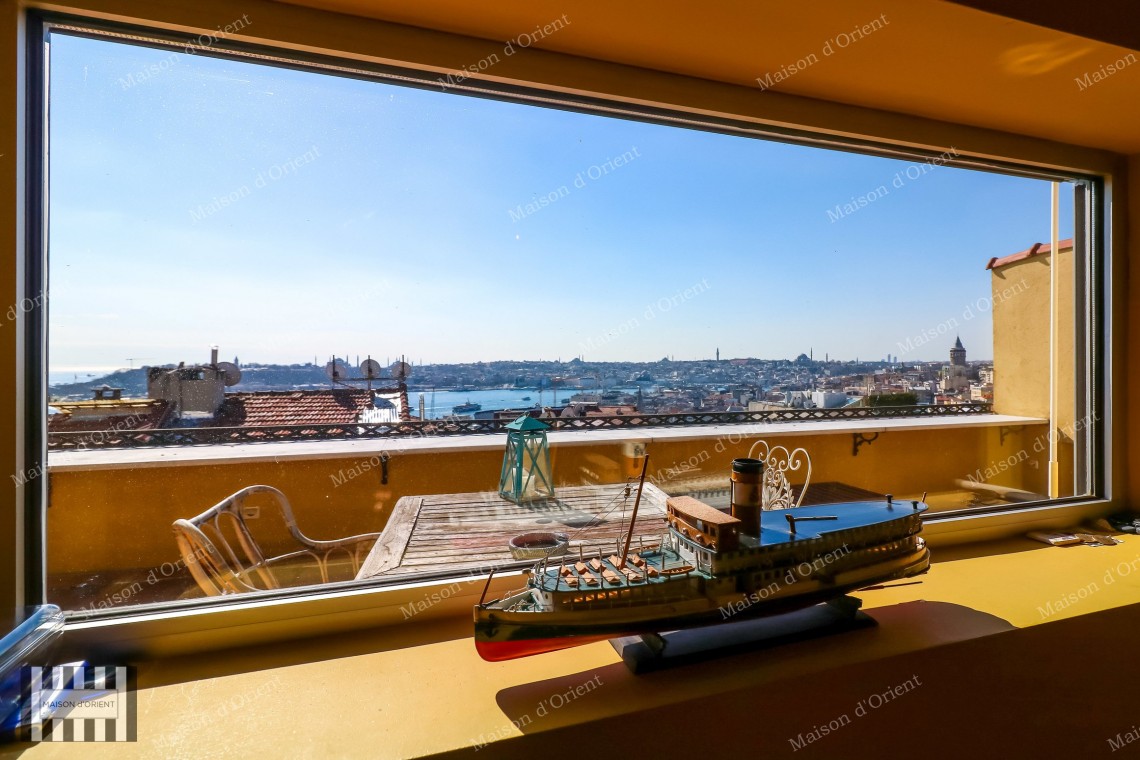 1+1 Flat with View and Private Terrace for Sale in Cihangir