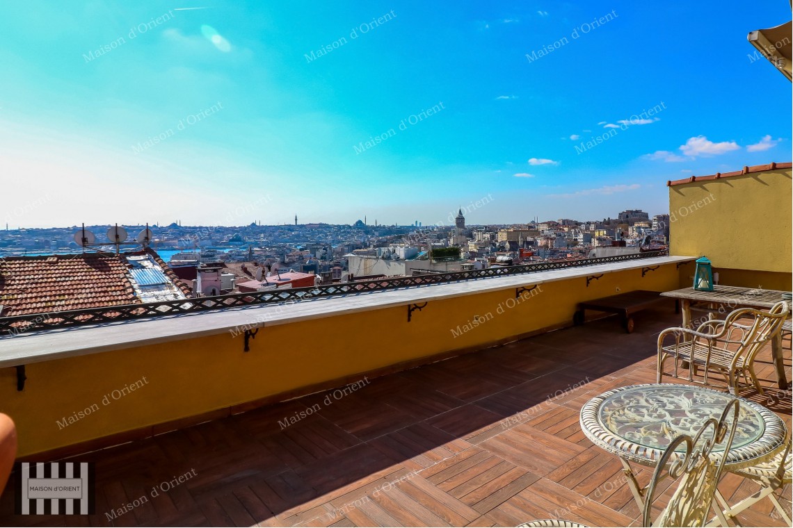 1+1 Flat with View and Private Terrace for Sale in Cihangir