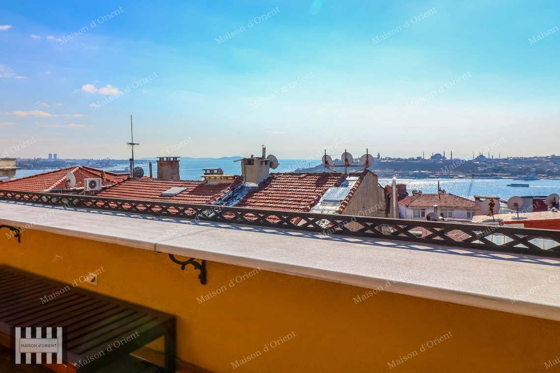 1+1 Flat with View and Private Terrace for Sale in Cihangir