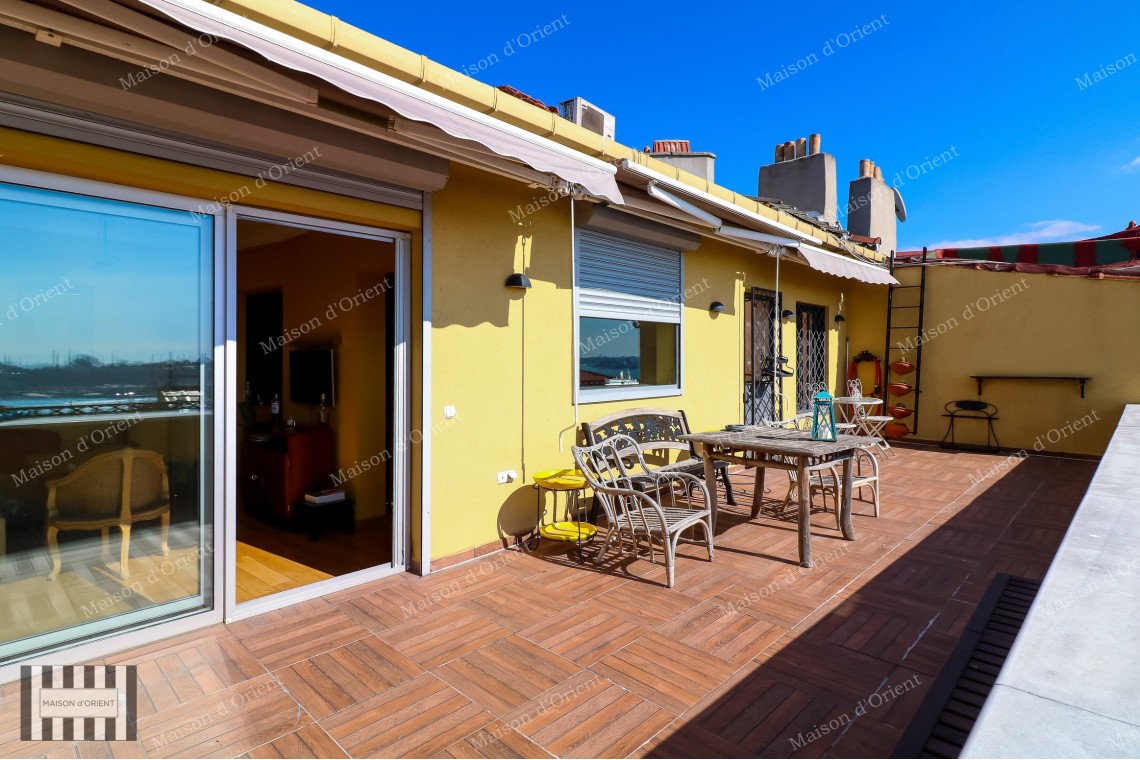 1+1 Flat with View and Private Terrace for Sale in Cihangir
