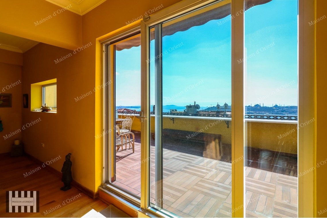 1+1 Flat with View and Private Terrace for Sale in Cihangir