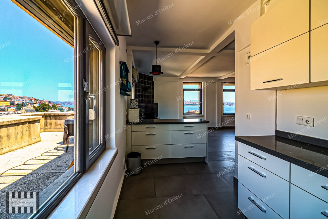 1+1 Rental Flat with Terrace and Bosphorus View in Galata