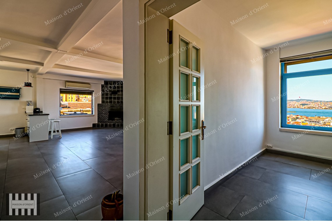 1+1 Rental Flat with Terrace and Bosphorus View in Galata