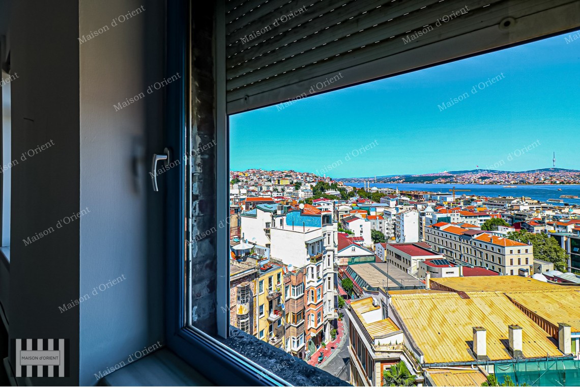 1+1 Rental Flat with Terrace and Bosphorus View in Galata