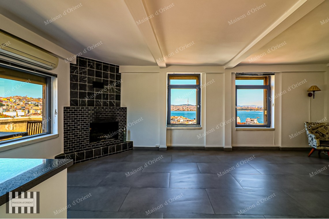 1+1 Rental Flat with Terrace and Bosphorus View in Galata