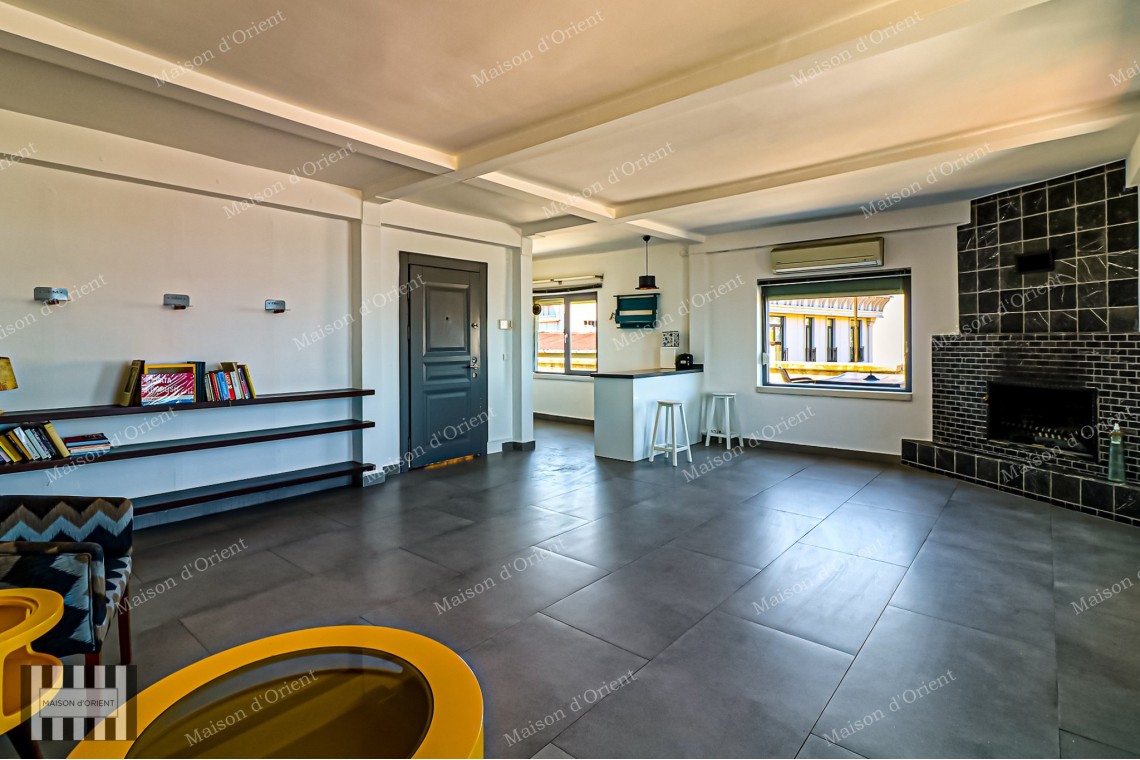 1+1 Rental Flat with Terrace and Bosphorus View in Galata