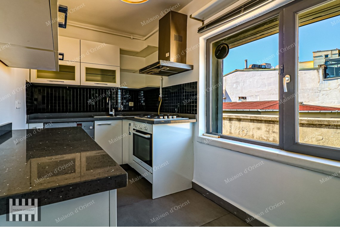 1+1 Rental Flat with Terrace and Bosphorus View in Galata
