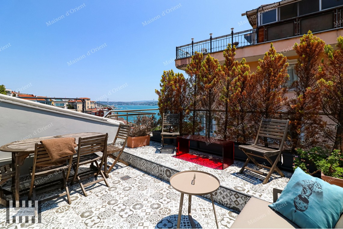 5+1 Rental Flat with Terrace and Bosphorus View in Gümüşsuyu