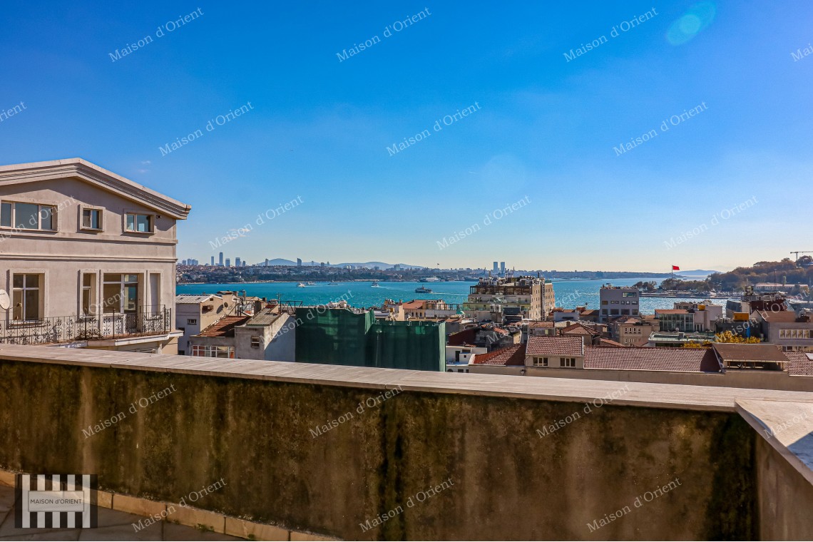 1+1 Flat for Sale with View in Historical Building, Galata