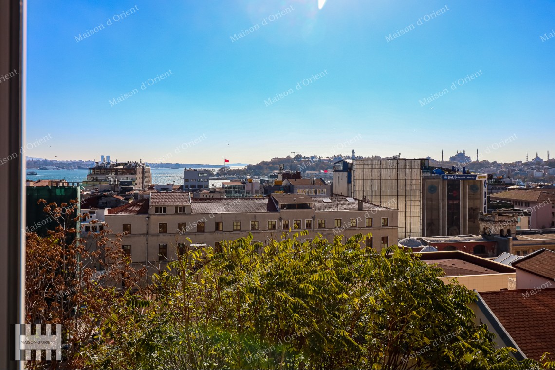 1+1 Flat for Sale with View in Historical Building, Galata