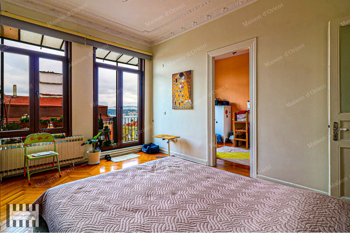 3+1 Flat for Sale with View in Historical Nar Building, Cihangir