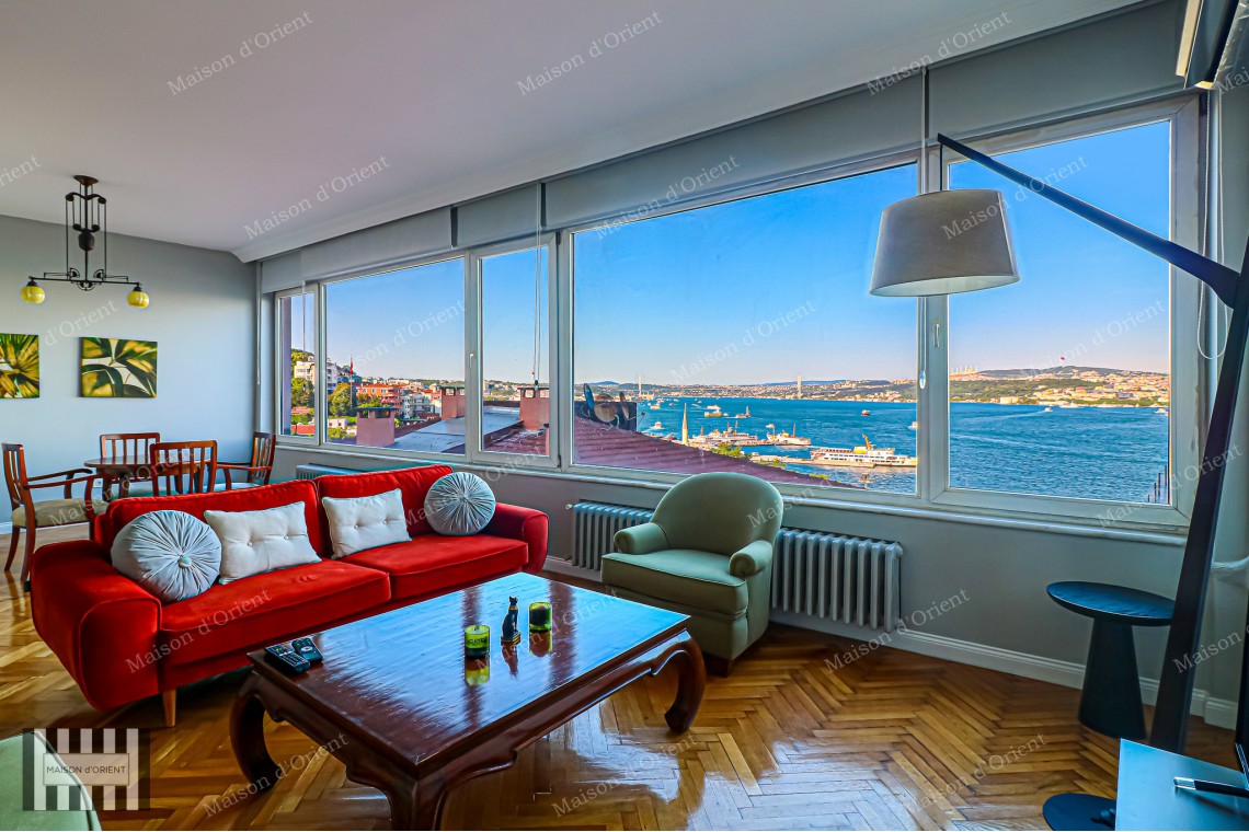 Furnished 2+1 Rental Apartment with Bosphorus View in Cihangir