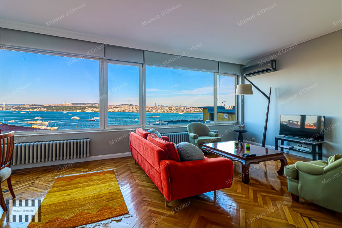 Furnished 2+1 Rental Apartment with Bosphorus View in Cihangir