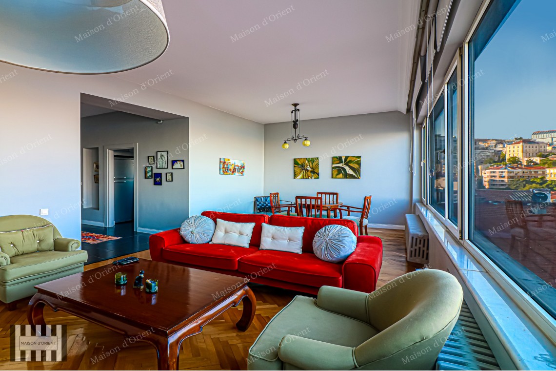 Furnished 2+1 Rental Apartment with Bosphorus View in Cihangir
