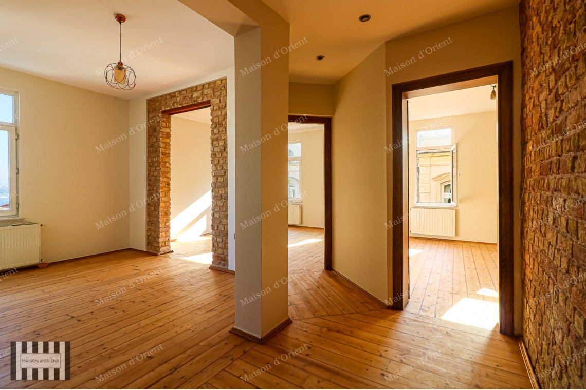 2+1 Apartment for Rent with Balcony and Bosphorus View in Galata
