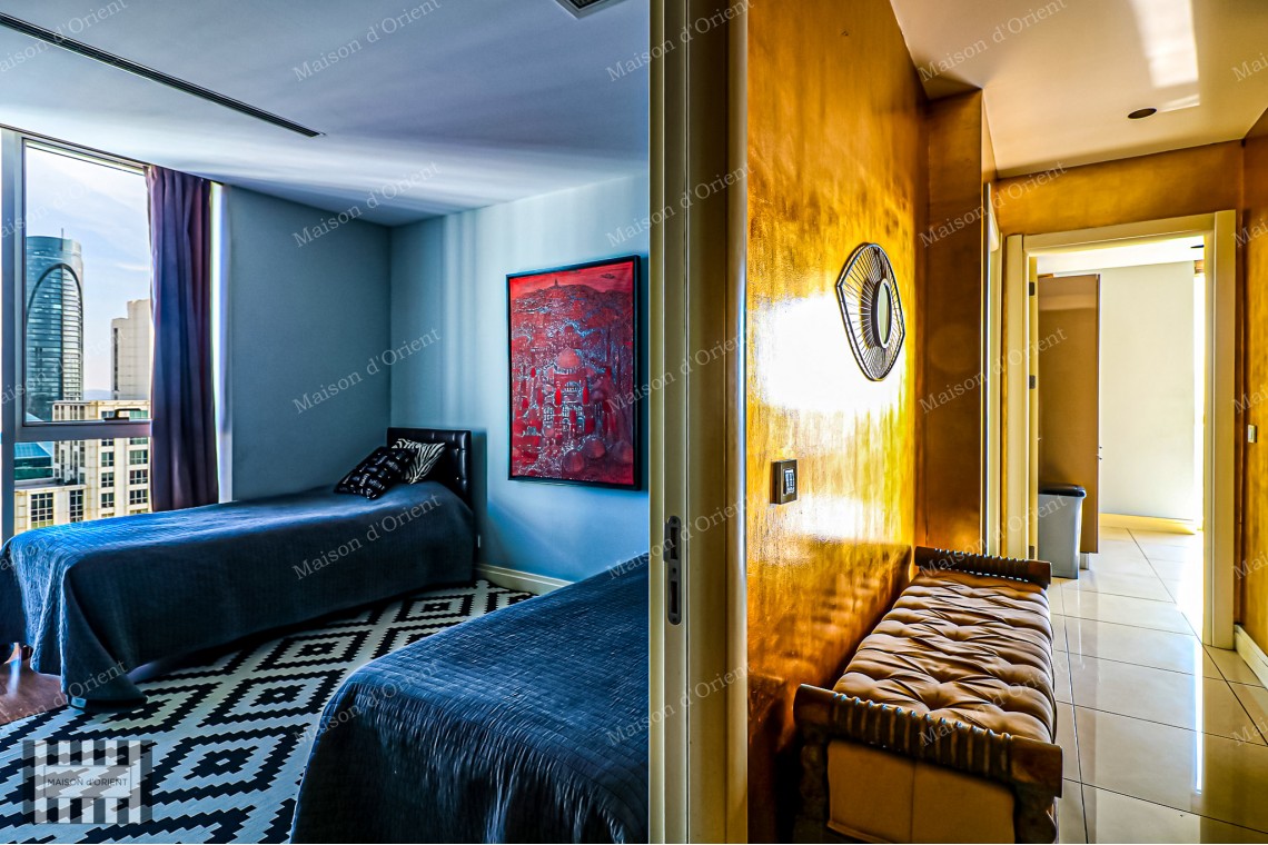 4+1 Furnished Flat with City View for Rent in Maslak Mashattan Residence