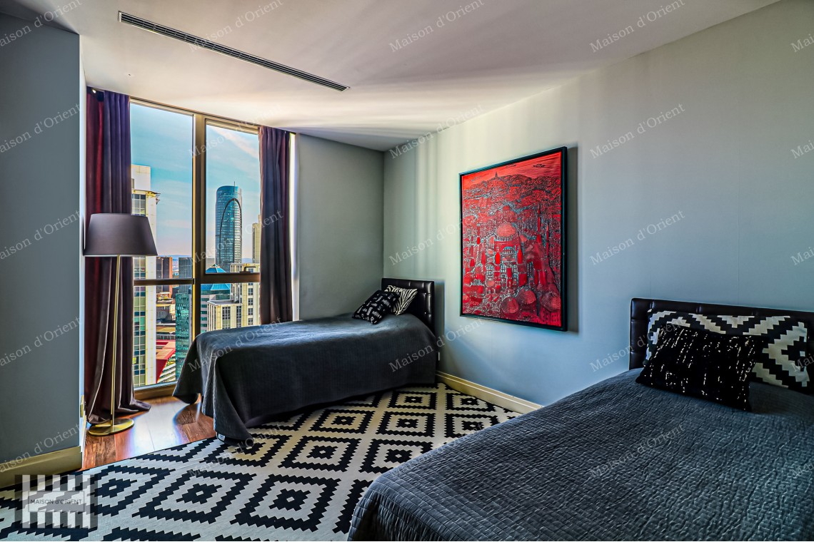 4+1 Furnished Flat with City View for Rent in Maslak Mashattan Residence
