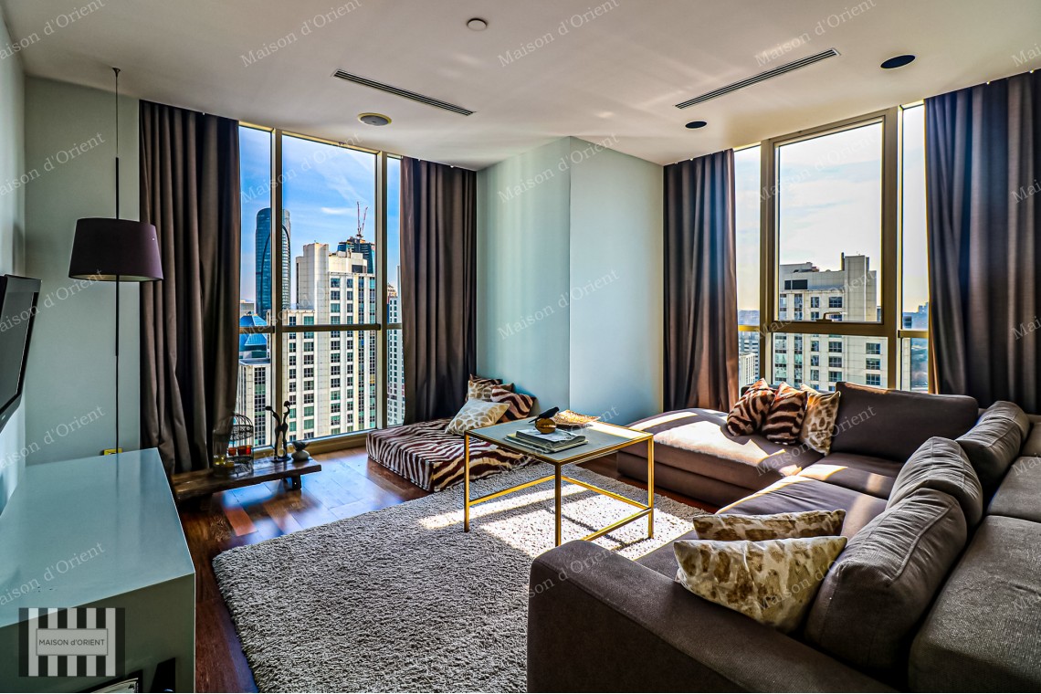 4+1 Furnished Flat with City View for Rent in Maslak Mashattan Residence