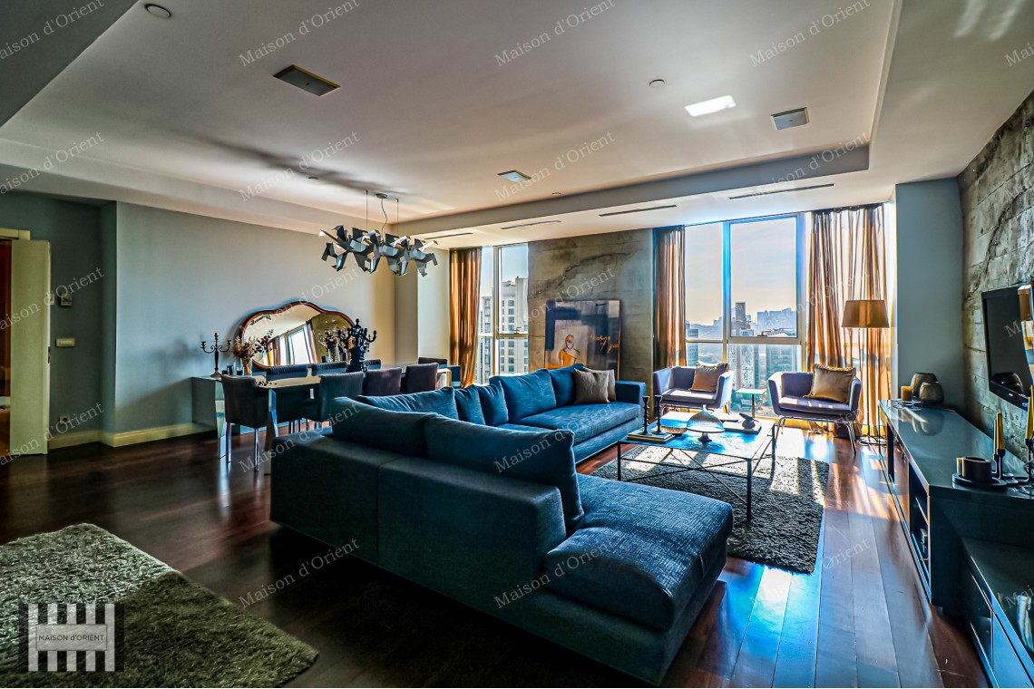 4+1 Furnished Flat with City View for Rent in Maslak Mashattan Residence
