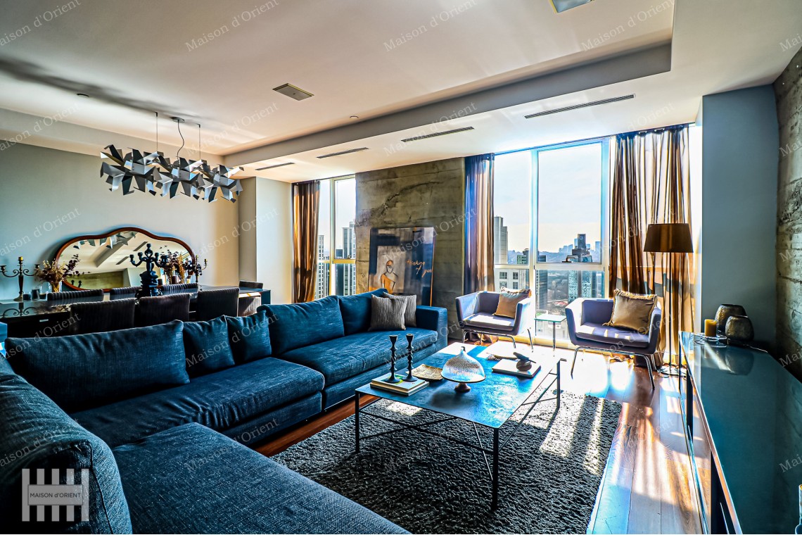 4+1 Furnished Flat with City View for Rent in Maslak Mashattan Residence