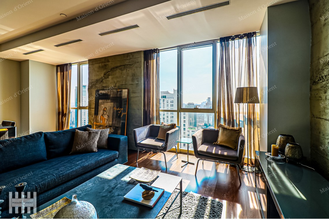 4+1 Furnished Flat with City View for Rent in Maslak Mashattan Residence